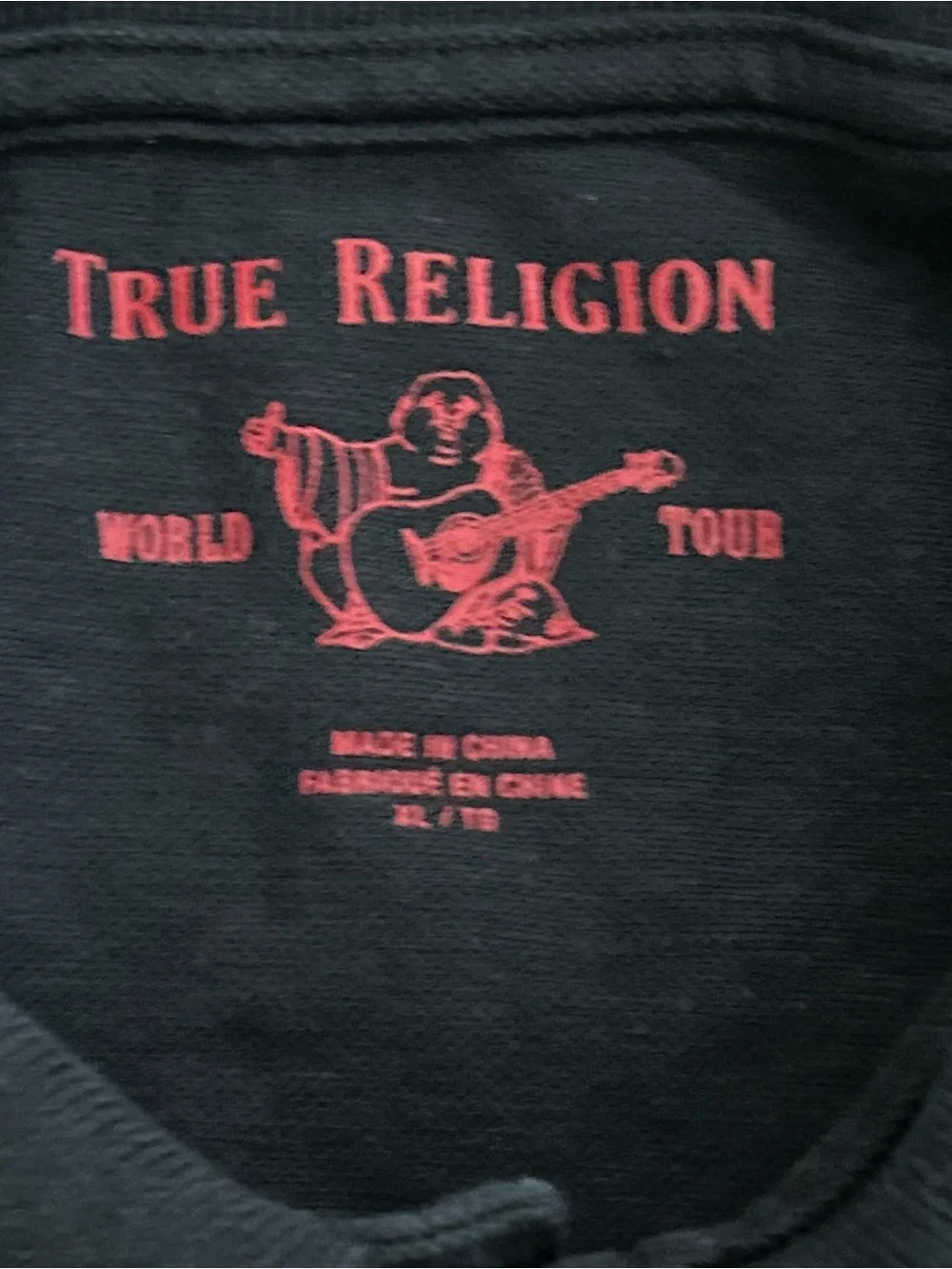 True Religion Polo Shirt Men Black Red Logo Short Sleeve Crafted With Pride/XL